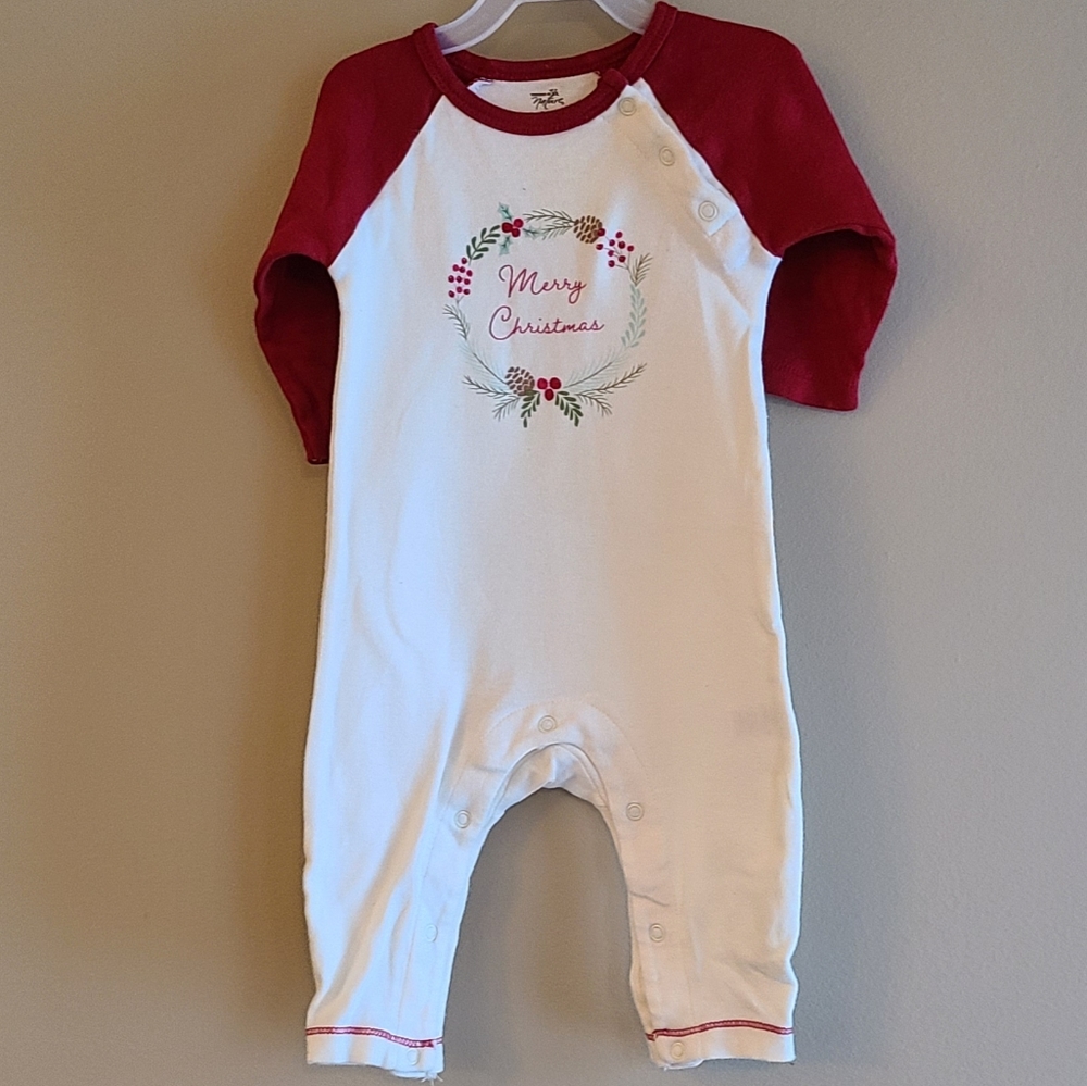 Organic cotton one piece holiday footless romper/sleeper